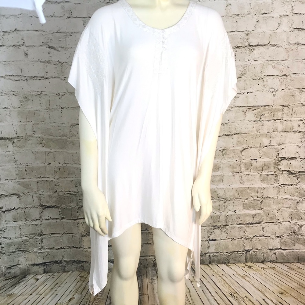Off White Asymmetric Short Sleeve Dress